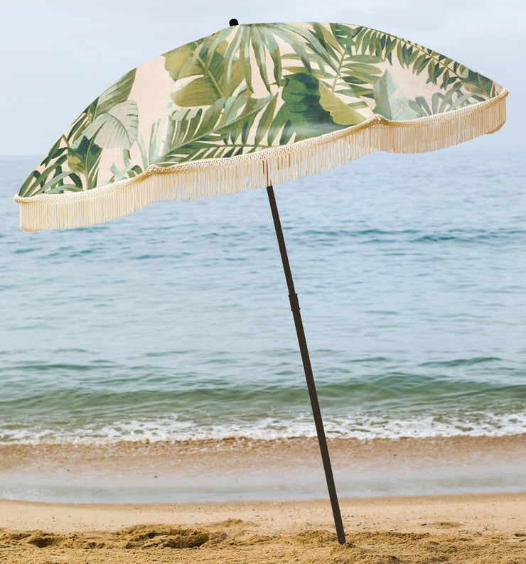 PALM LEAF UMBRELLA WITH FRINGE