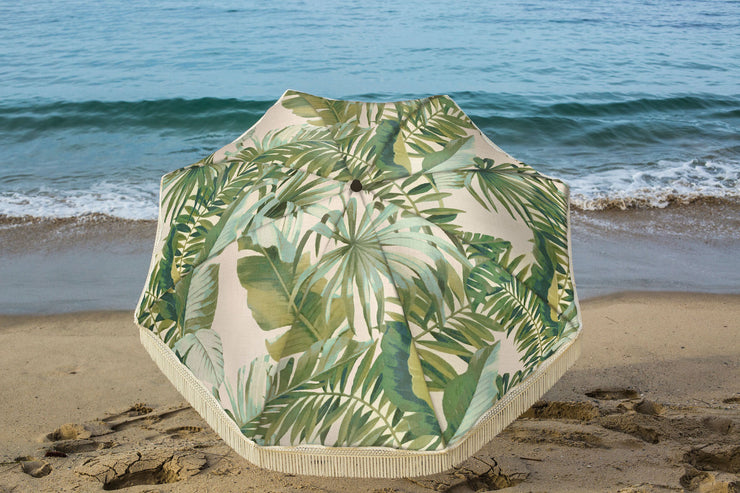 PALM LEAF UMBRELLA WITH FRINGE