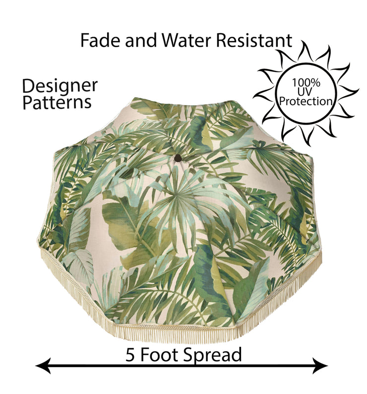 PALM LEAF UMBRELLA WITH FRINGE