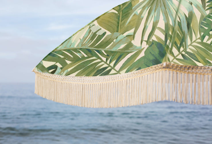 PALM LEAF UMBRELLA WITH FRINGE