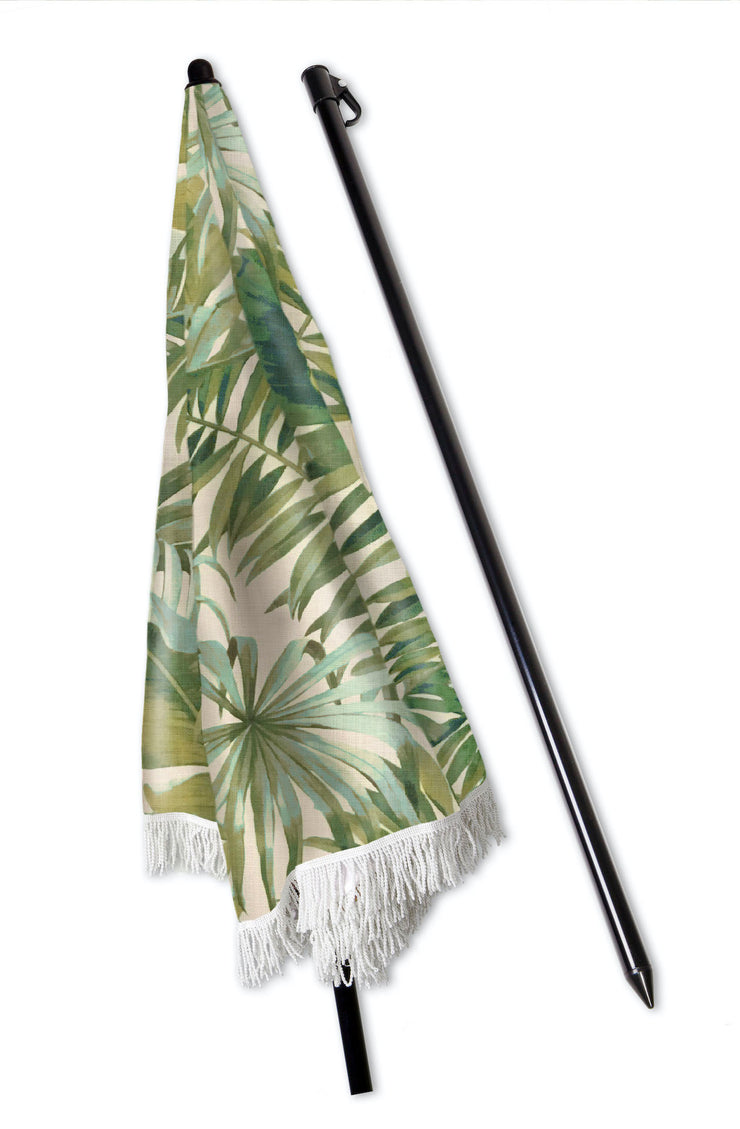PALM LEAF UMBRELLA WITH FRINGE