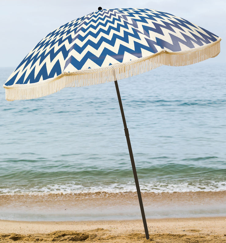CHEVRON BEACH UMBRELLA WITH FRINGE
