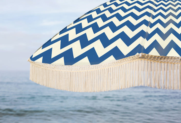 CHEVRON BEACH UMBRELLA WITH FRINGE