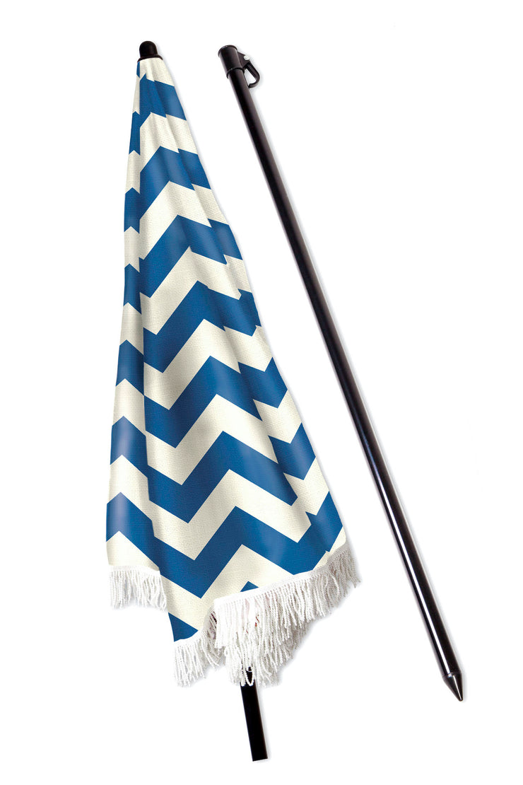 CHEVRON BEACH UMBRELLA WITH FRINGE