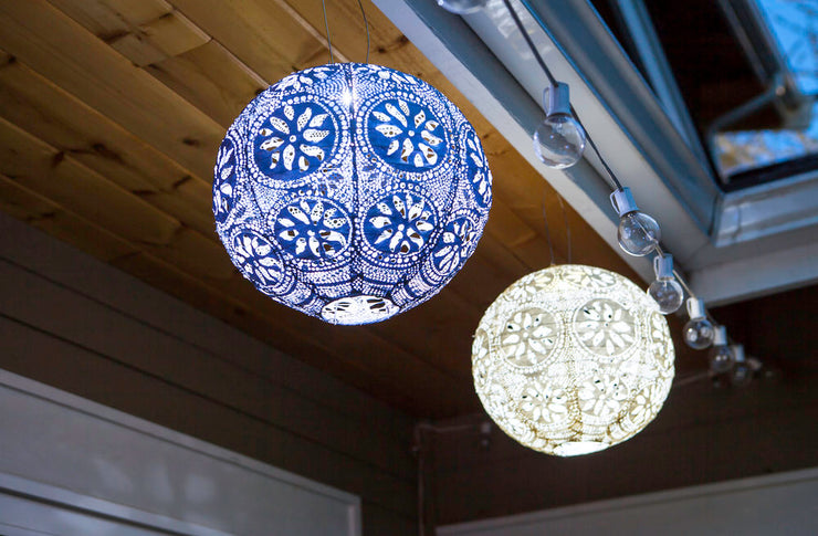 Soji Stella Boho 12" Globe | Metallic Blue