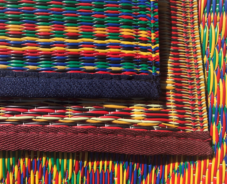 Close up of outdoor mat trim and weave
